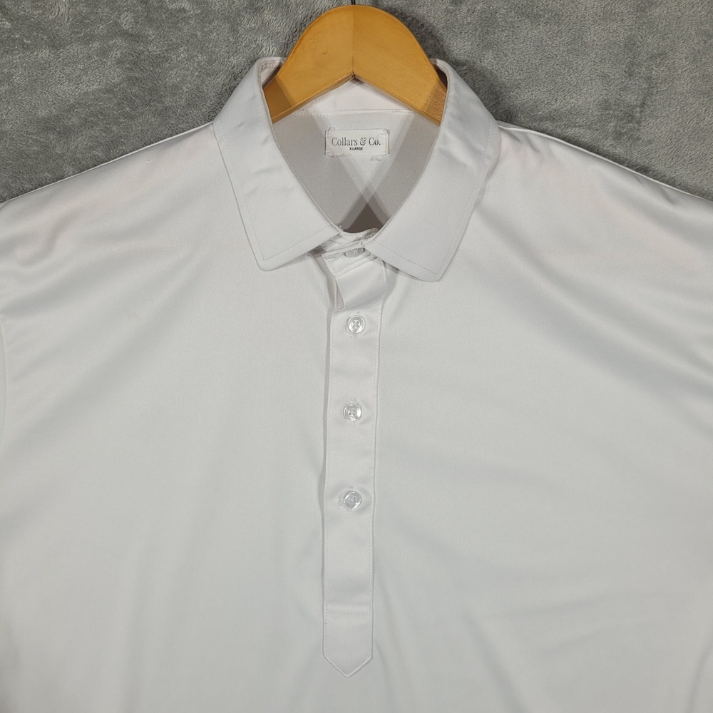 Collars & Co Polo Shirt Mens XL White Performance Dress Collar Stretch Casual - Picture 5 of 8